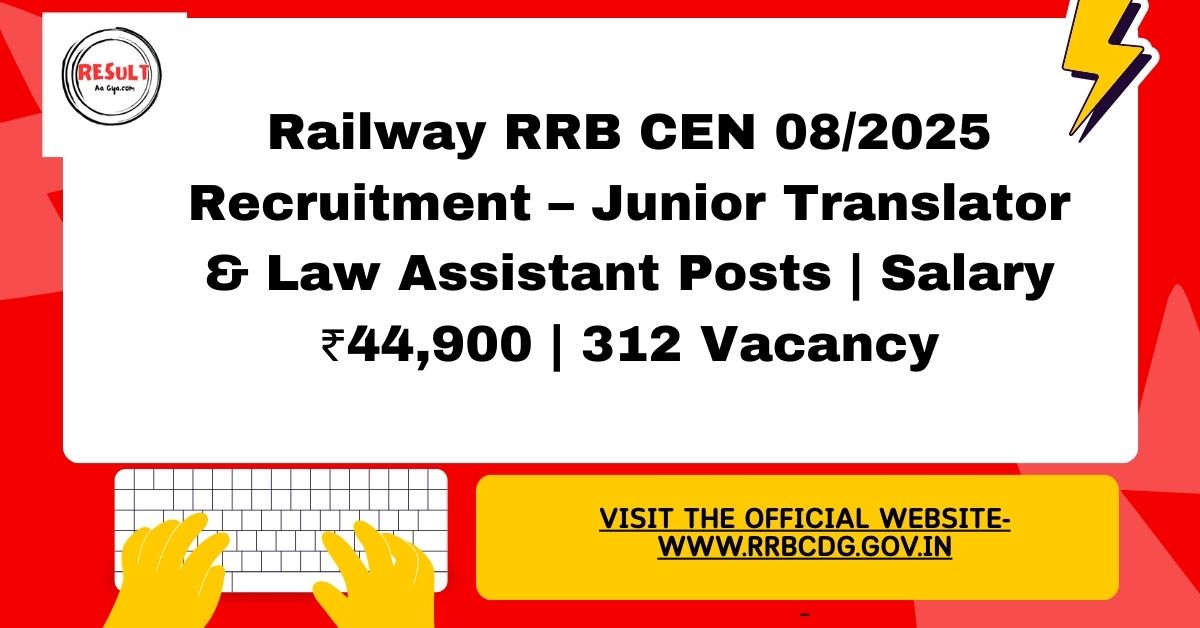 Railway RRB CEN 08/2025 Recruitment – Junior Translator & Law Assistant Posts